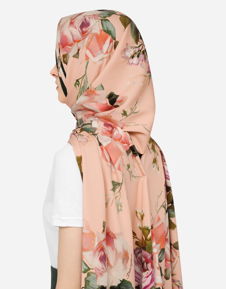Rose-print charmeuse hijab - 2