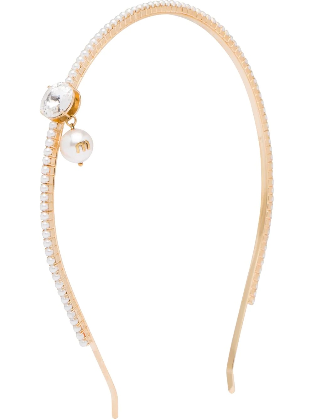 faux-pearl embellished headband - 1