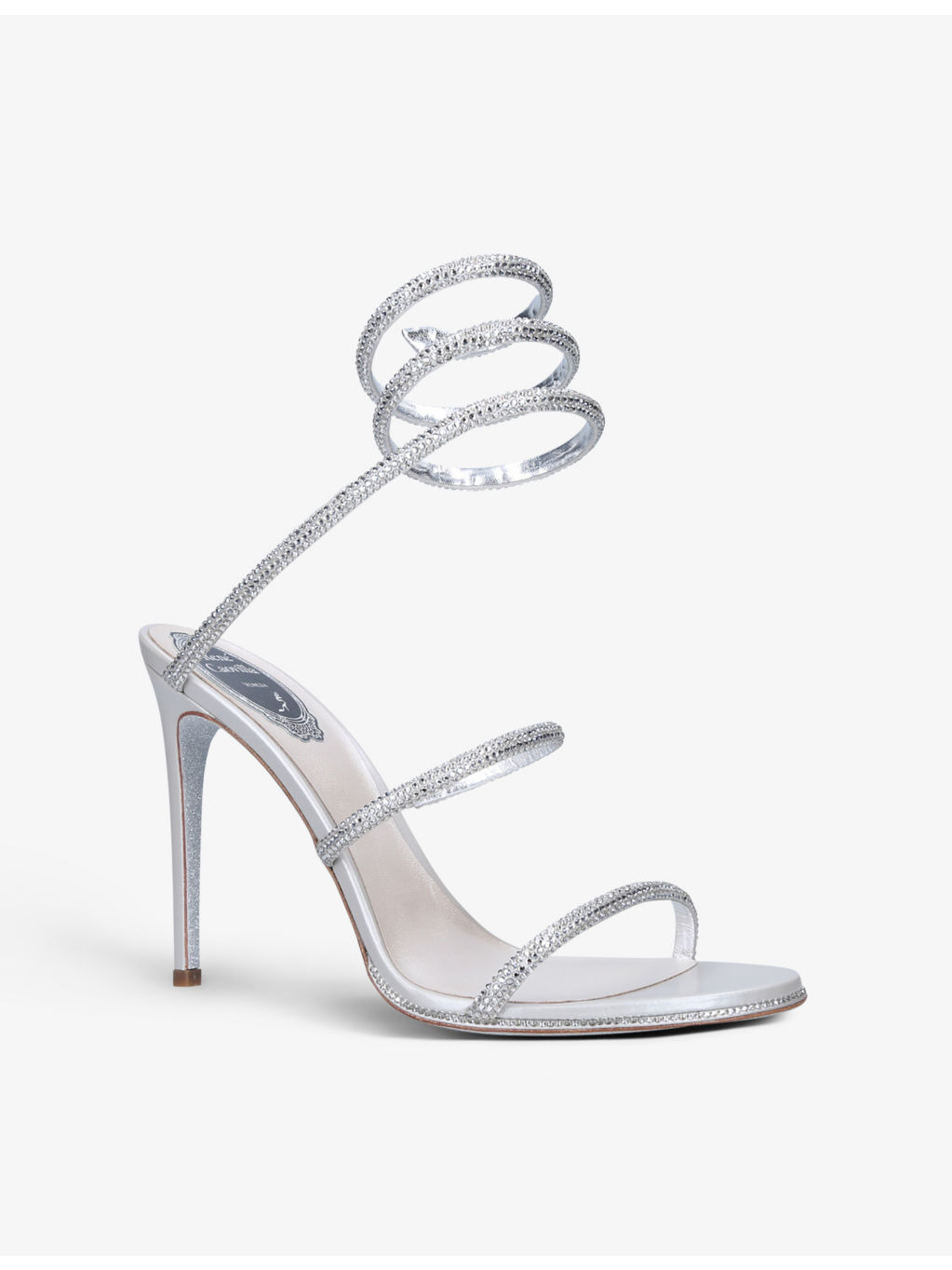 Cleo crystal-embellished leather heeled sandals - 4
