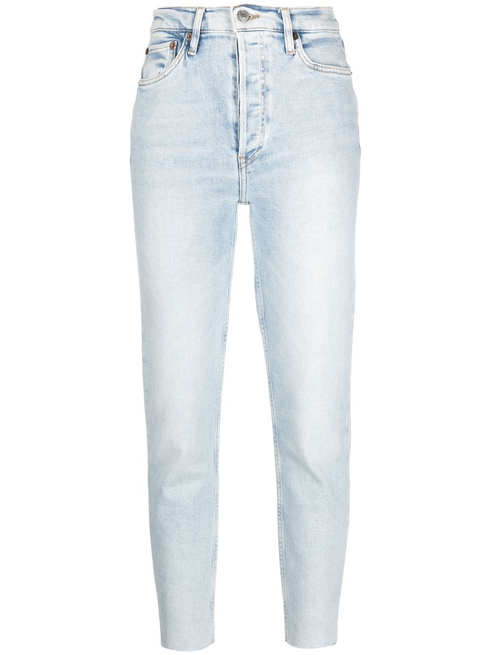 raw-cut hem slim jeans - 1