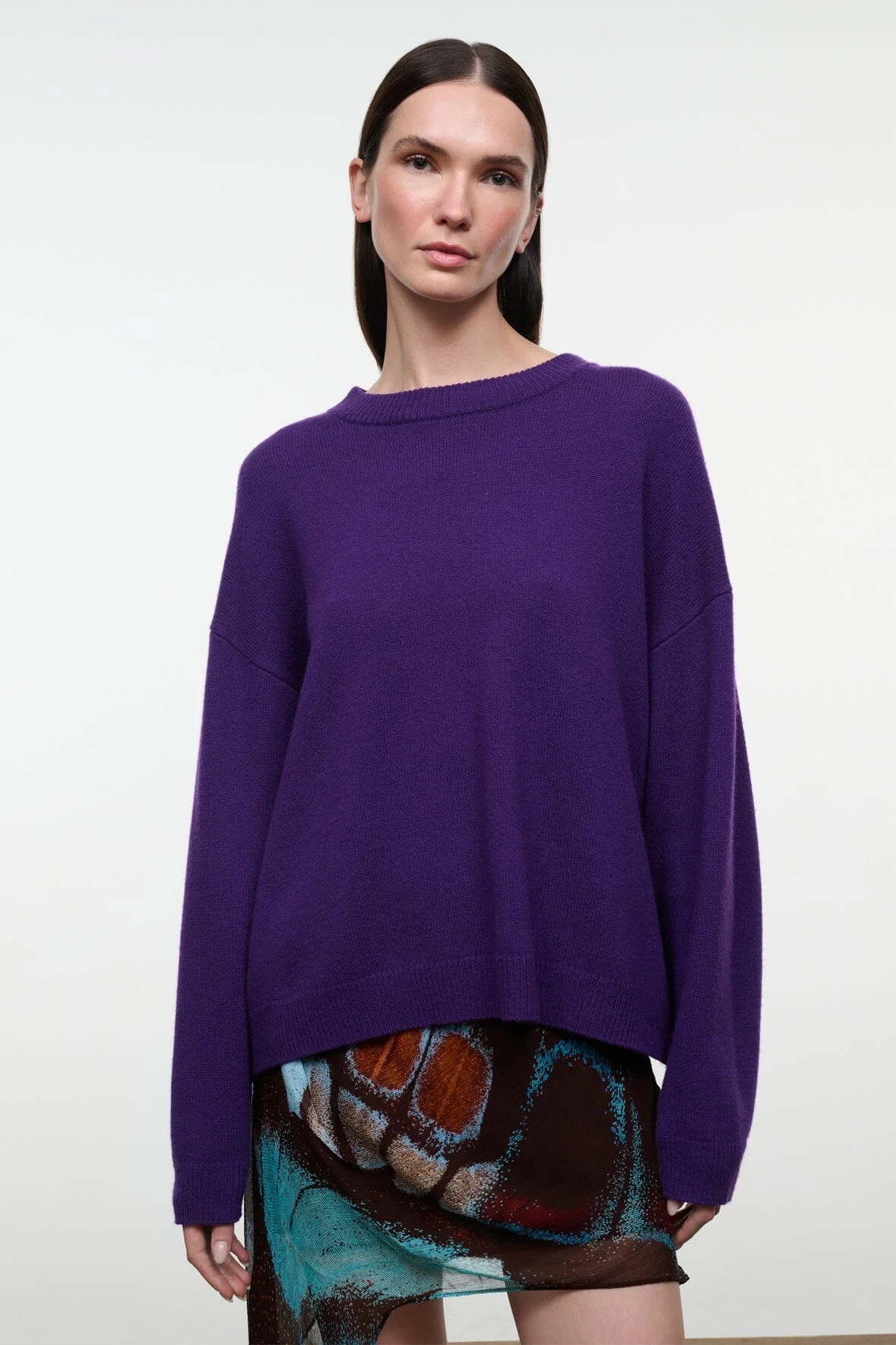 STAUD SERRANO CASHMERE RELAXED CREW COSMOS - 1