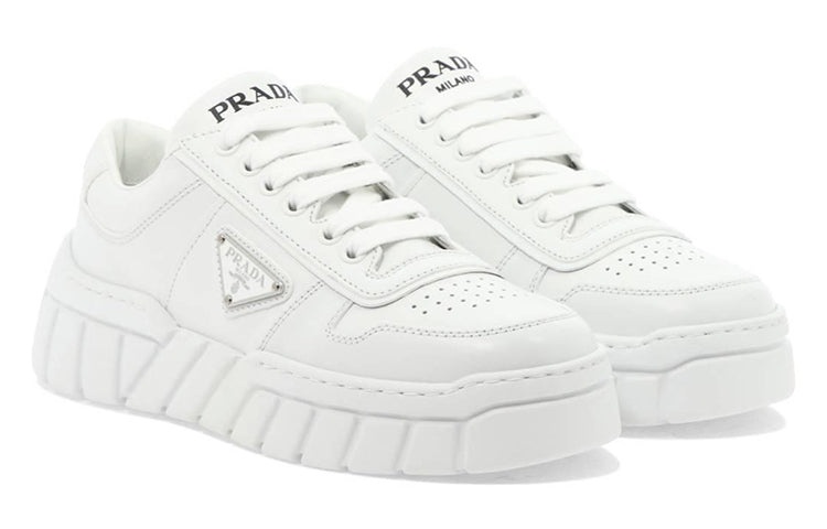 (WMNS) PRADA Soft Padded Nappa Leather Laced-Up Shoes 'White' 1E946M_3LJ6_F0009 - 3