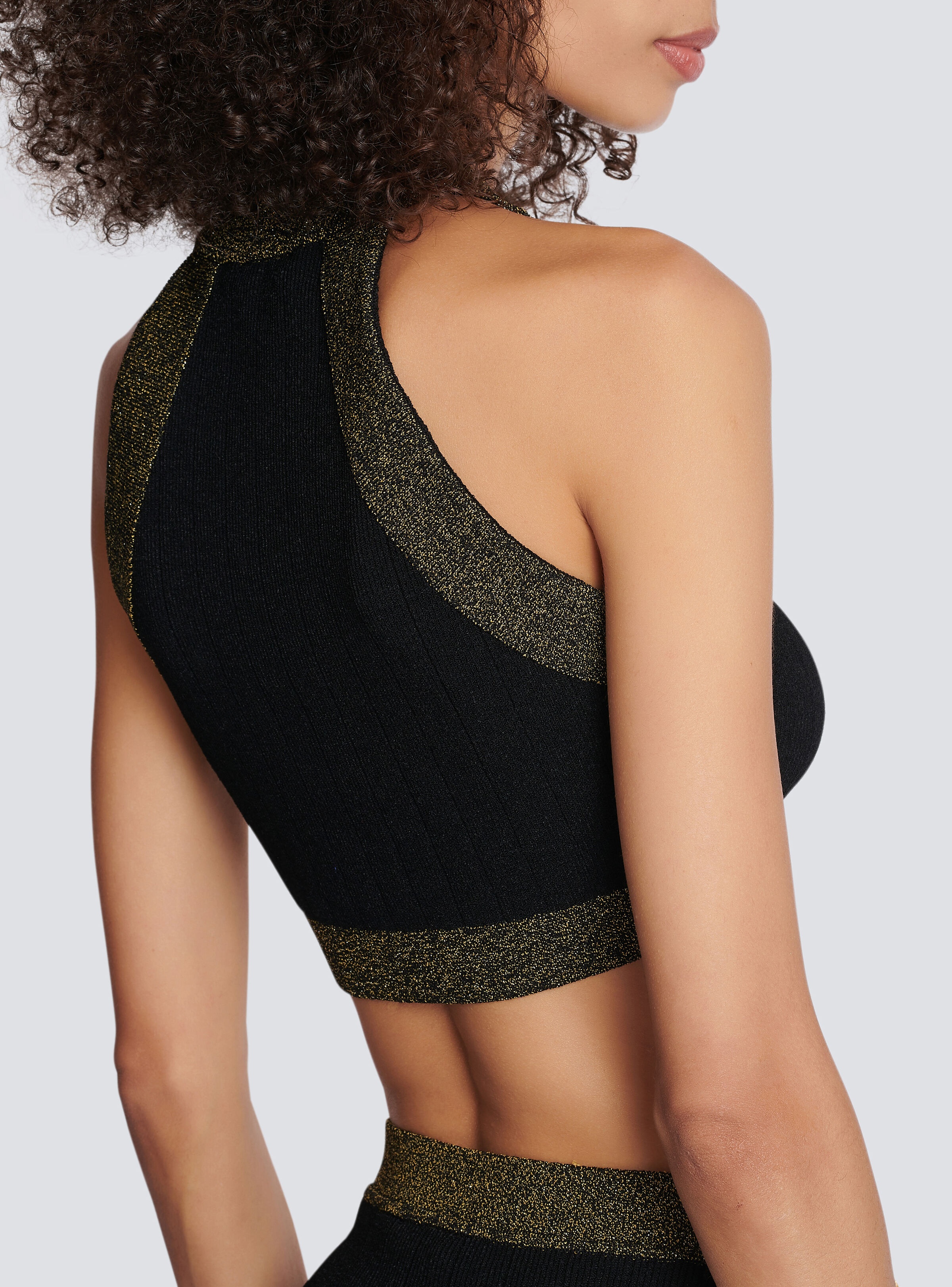 Gold-trimmed knit crop top - 6