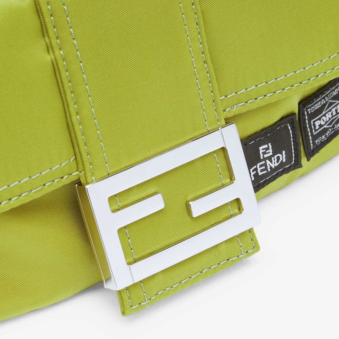 Baguette mini mobile phone pouch made of strong, high performance acid green Porter® nylon with squa - 5