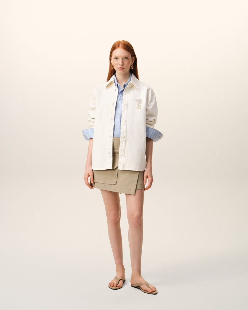 AMI Paris WHITE COTTON KNITTED AMI DE COEUR OVERSHIRT outlook