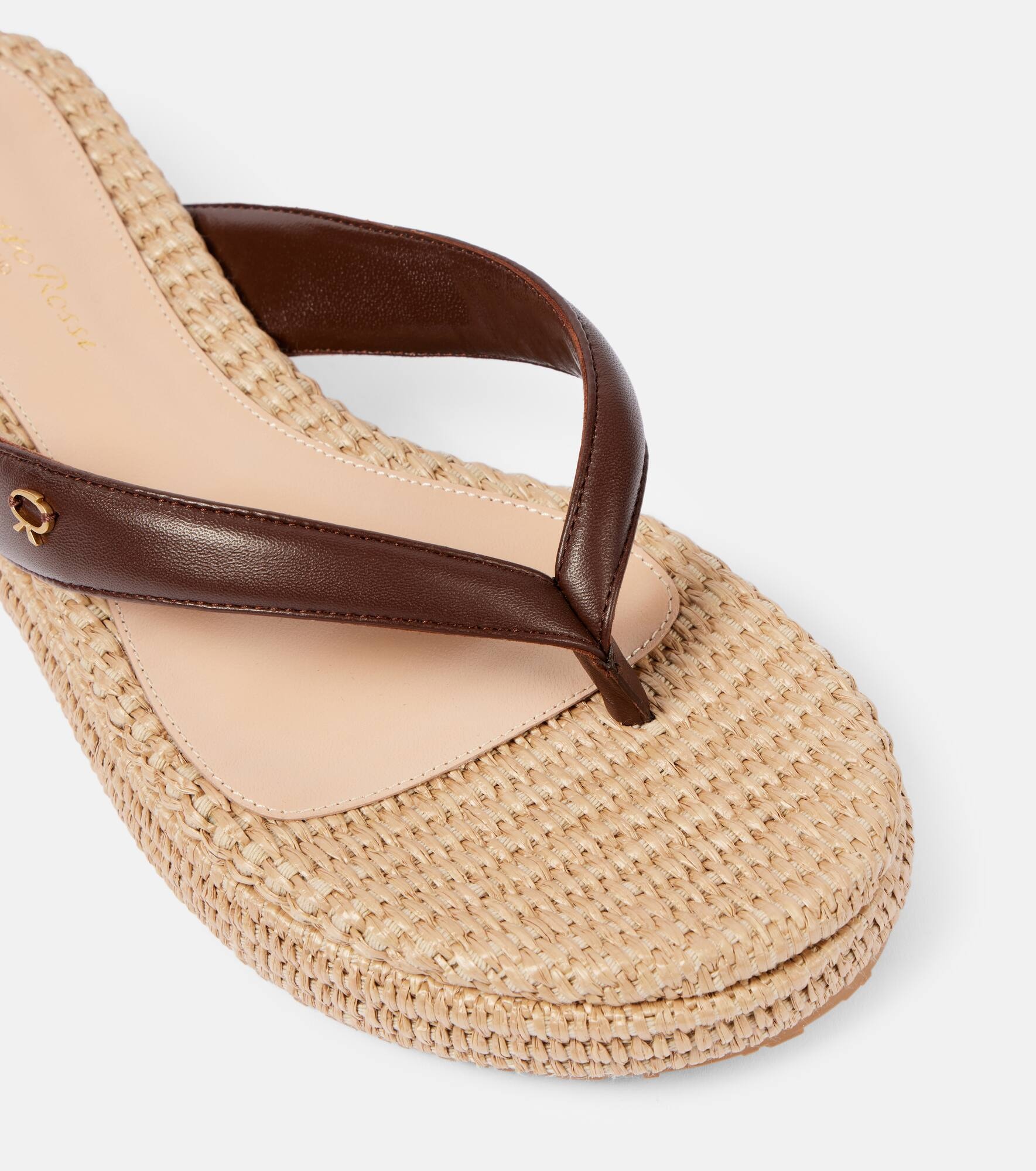 Leather platform espadrille thong sandals - 6