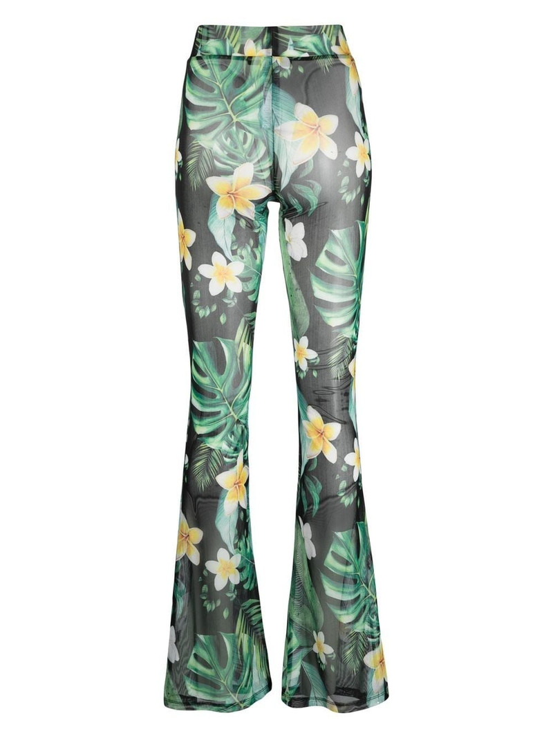 PHILIPP PLEIN Hawaii-print flared trousers outlook