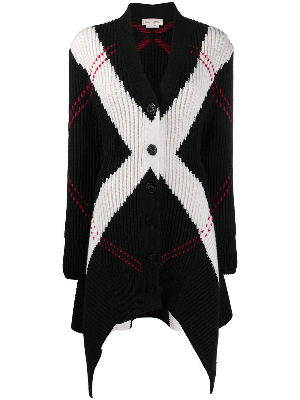 stripe-detail long cardigan - 1