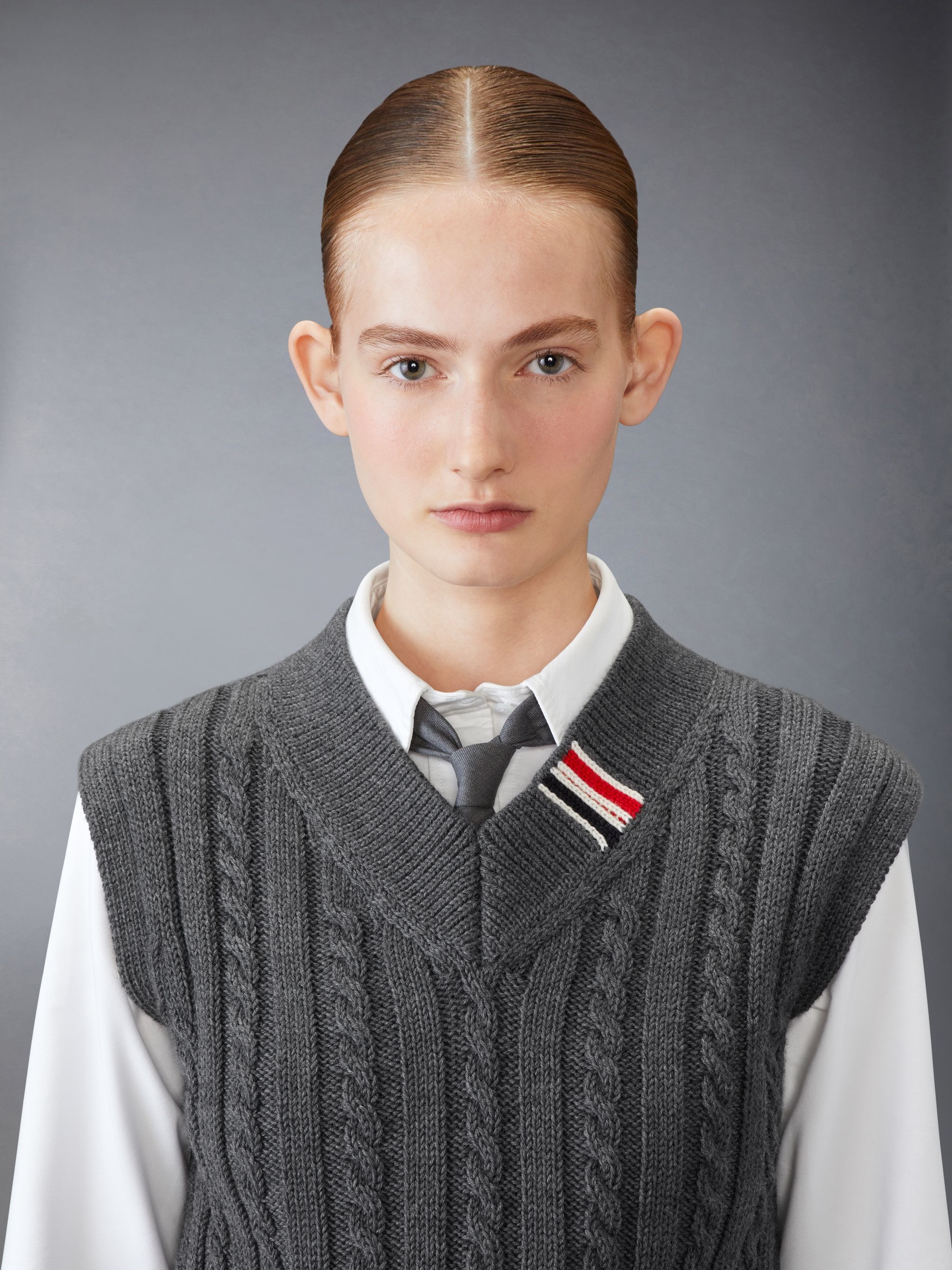 Baby Cable Cropped V Neck Pullover - 4