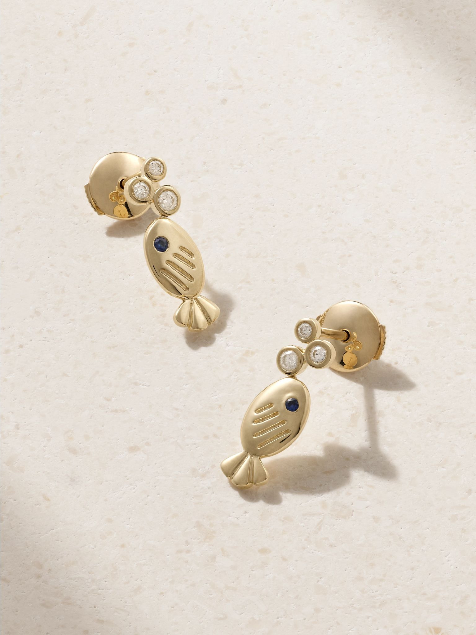 Sous L’Eau 9-karat gold, diamond and sapphire earrings Gold - 1