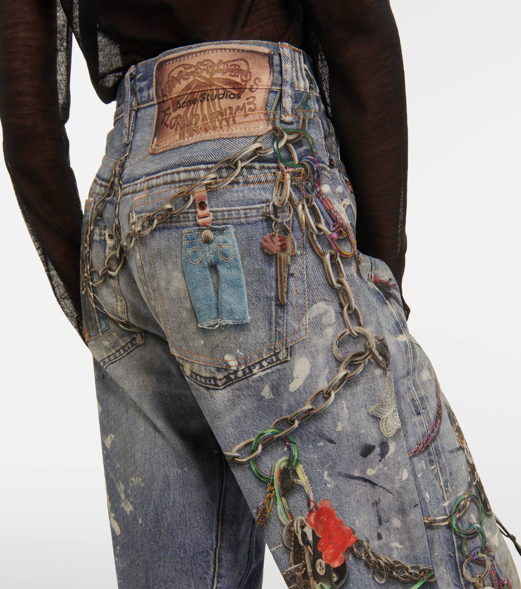 1981 trompe l'oeil ワイドジーンズ 1981 Trompe l'oeil low-rise wide-leg jeans in blue - Acne