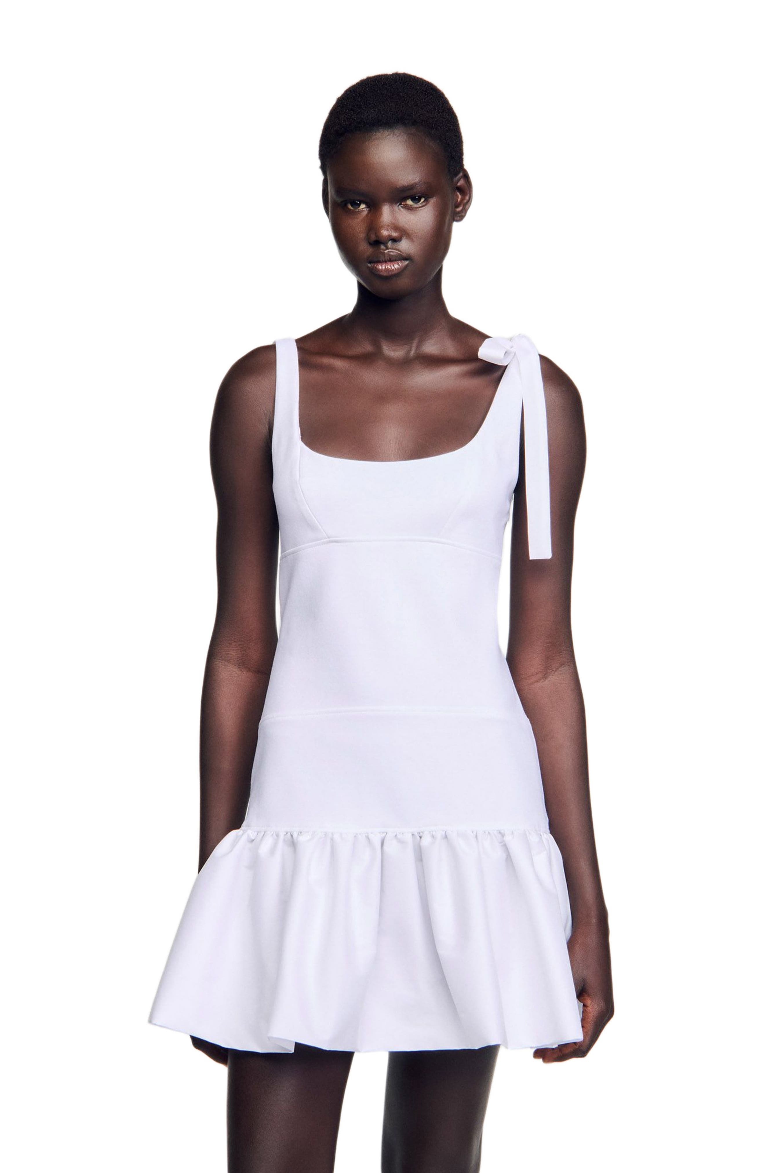 SANDRO Dual-material mini dress in White at Nordstrom - 4
