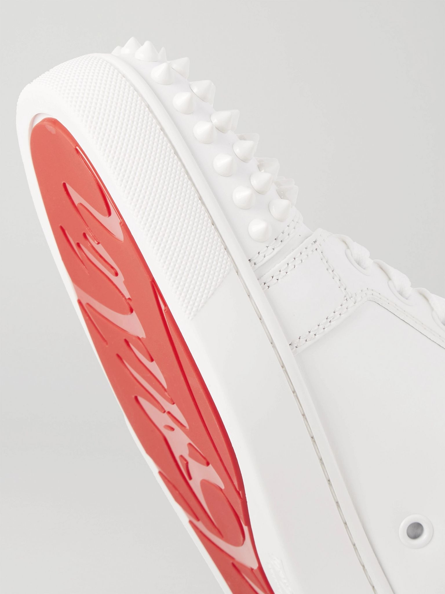Louis Junior Spikes Cap-Toe Leather Sneakers White - 5