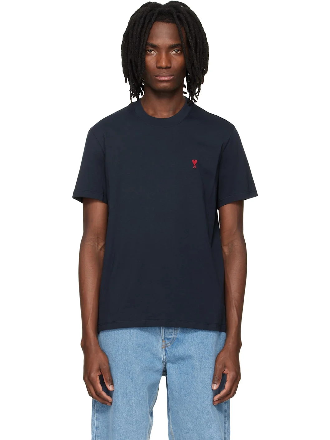 Navy Cotton Red Ami de Coeur T-shirt - 1