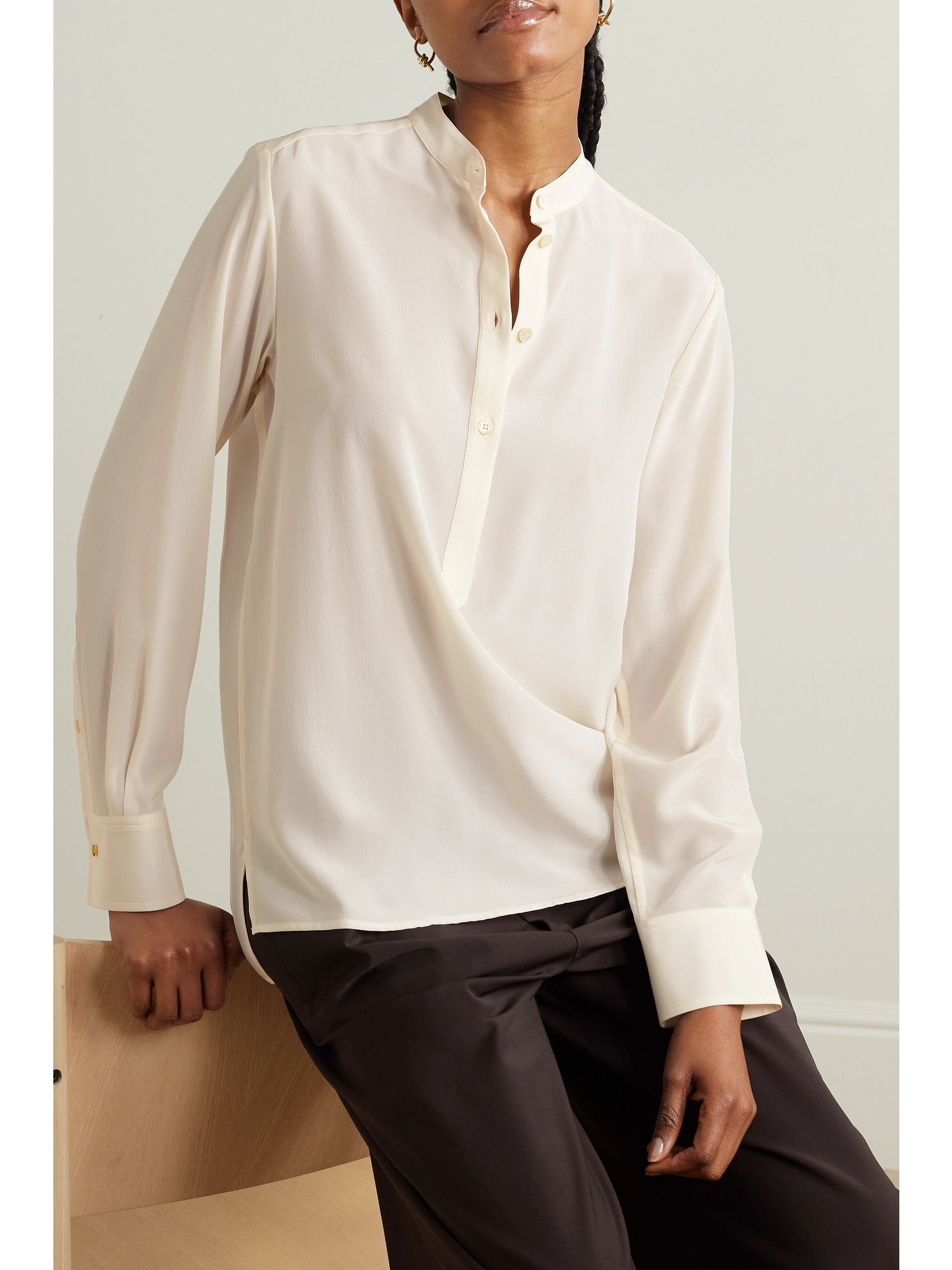 Eva silk crepe de chine blouse Neutral - 3