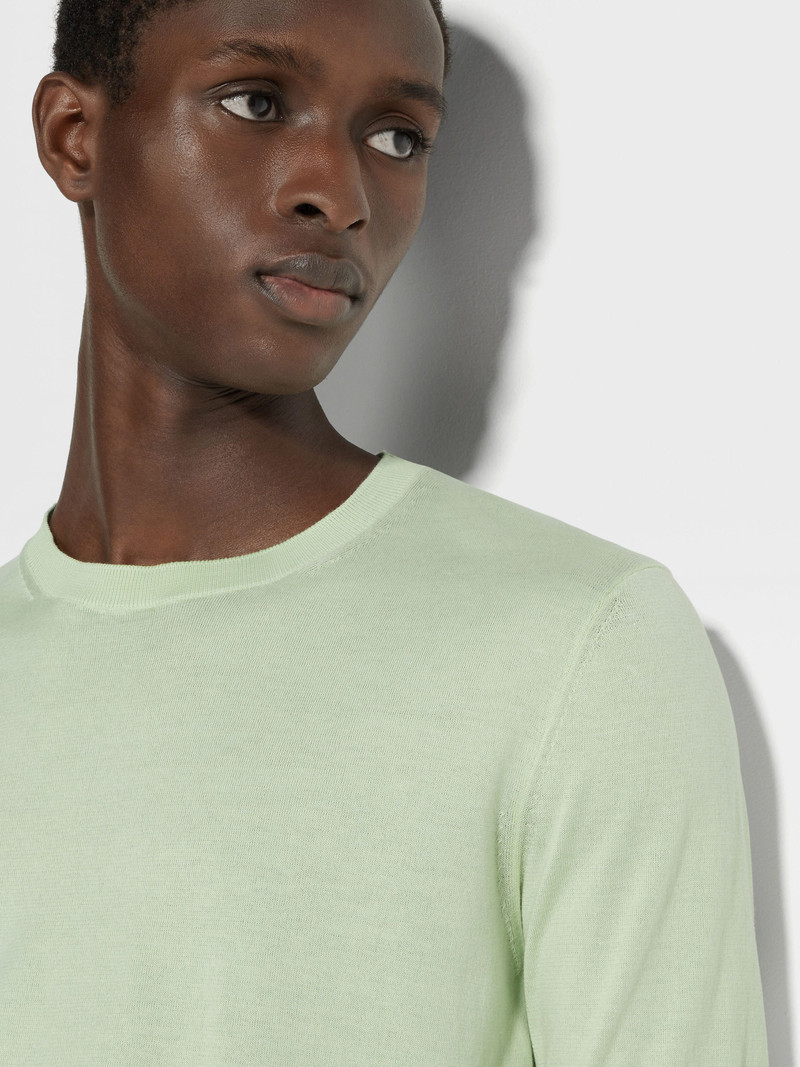 ZEGNA LIGHT AQUA GREEN PREMIUM COTTON T-SHIRT outlook