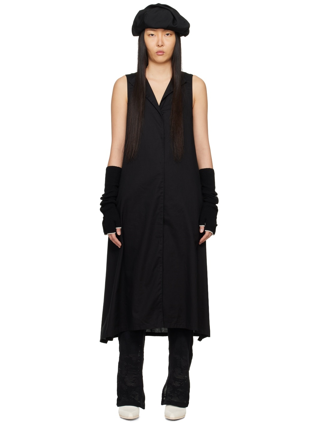 Black Sleeveless Midi Dress - 1