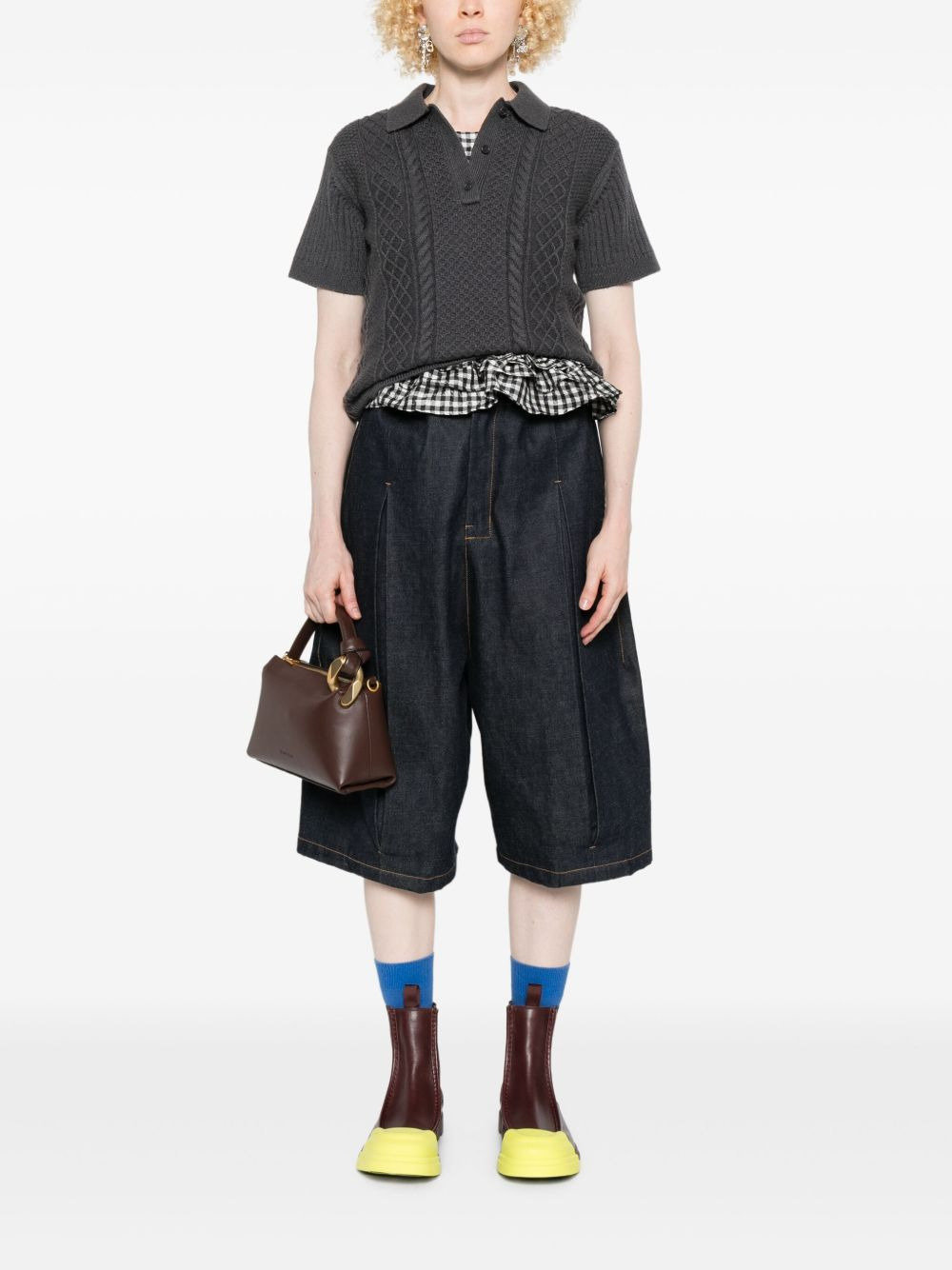cable-knit polo-neck polo top - 2