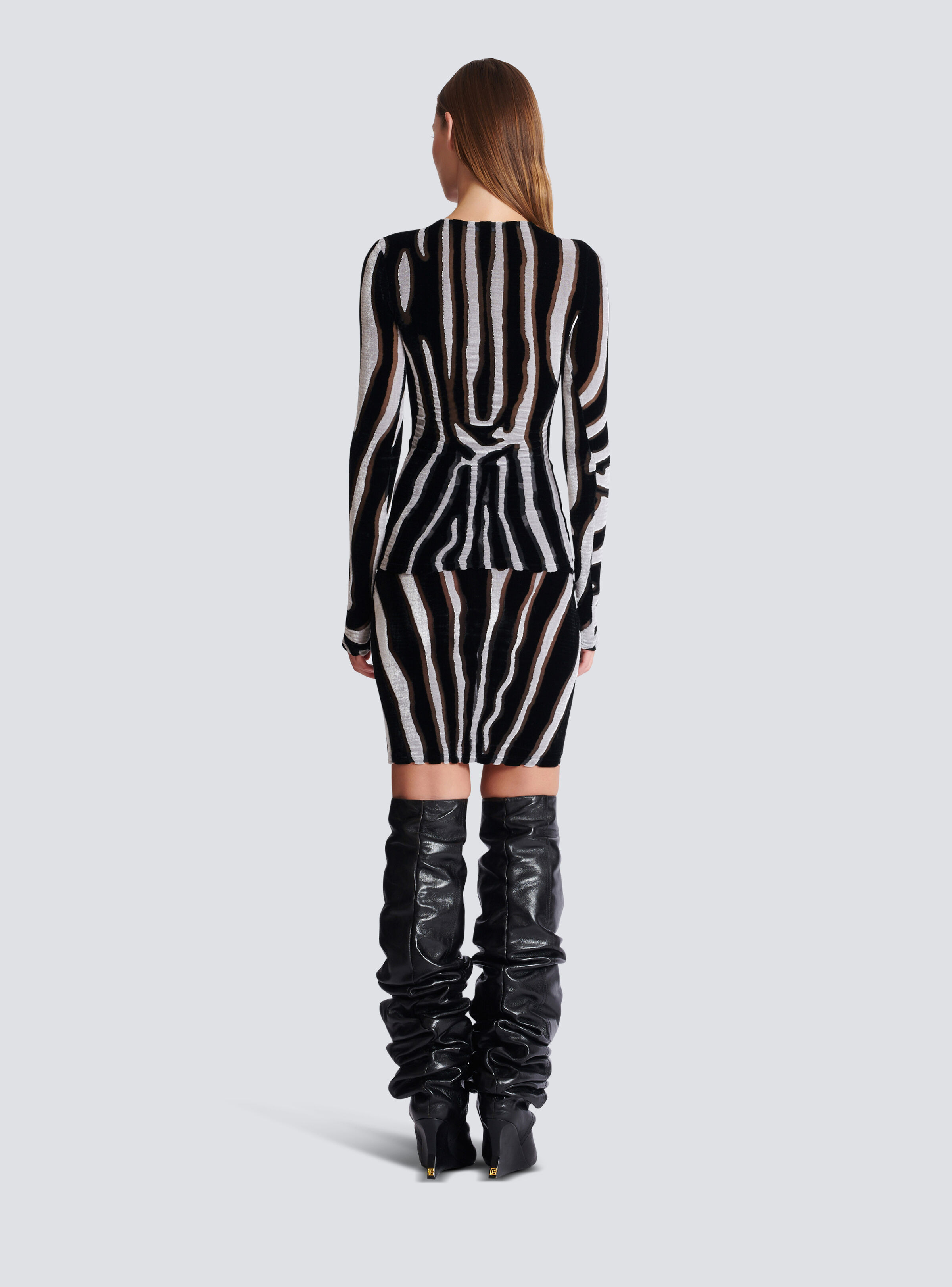 Zebra-print velvet bodycon top - 4