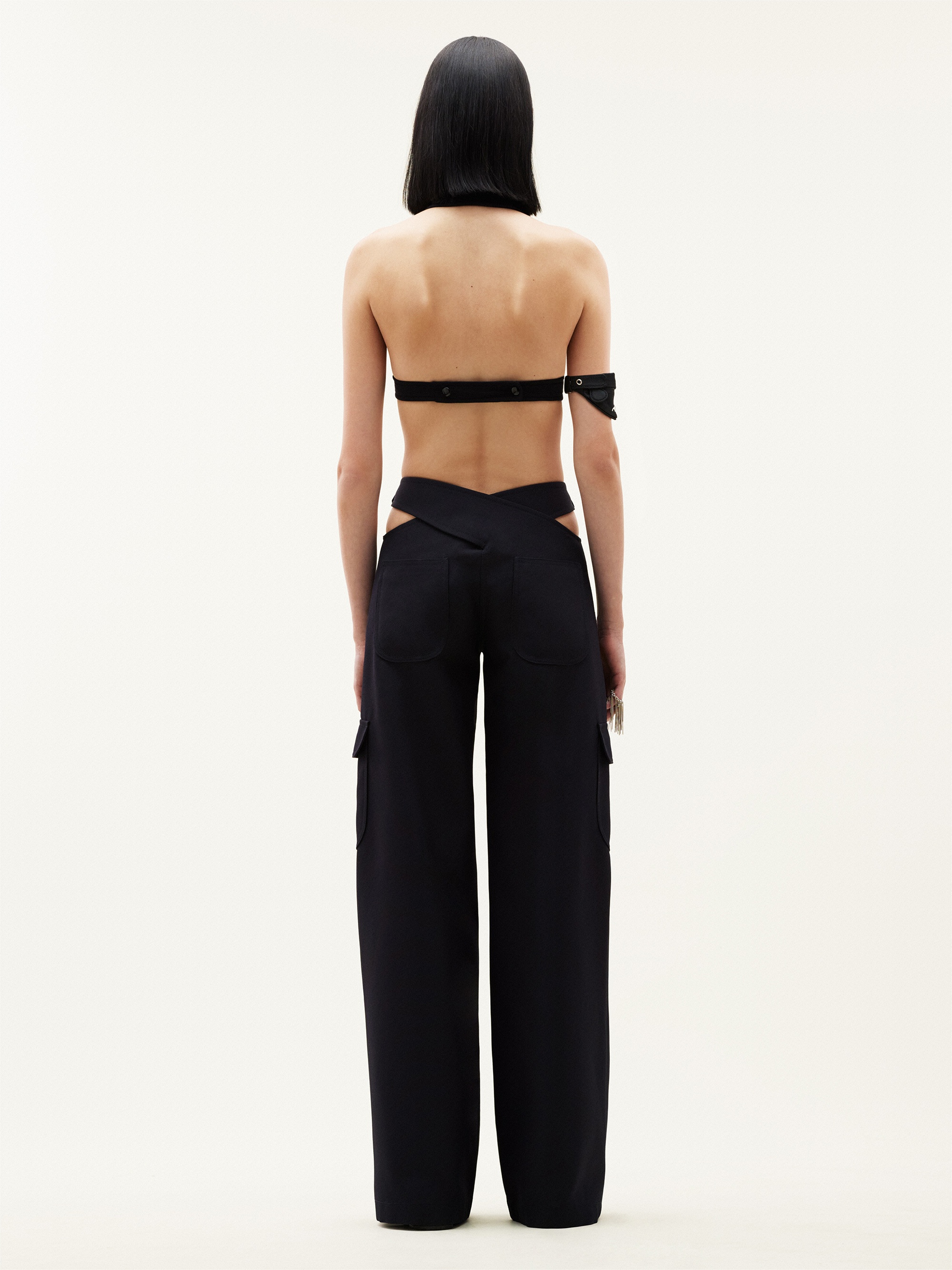 CUTOUT CRISS CROSS BAGGY TROUSERS - 4