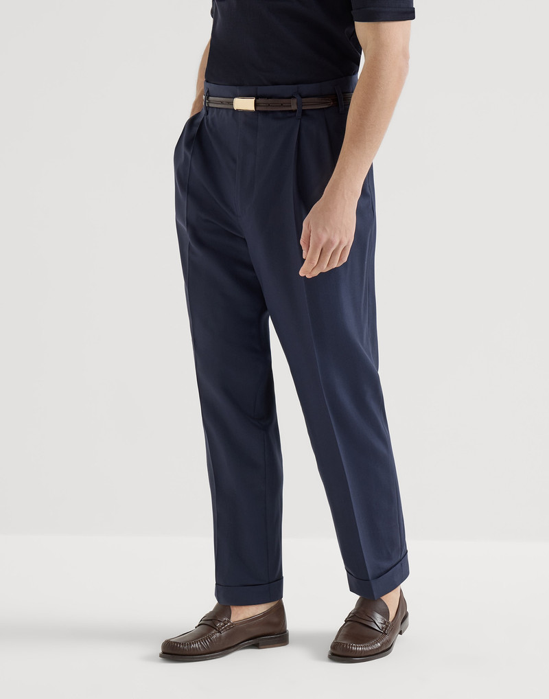 Virgin wool chevron trousers with double pleats 2