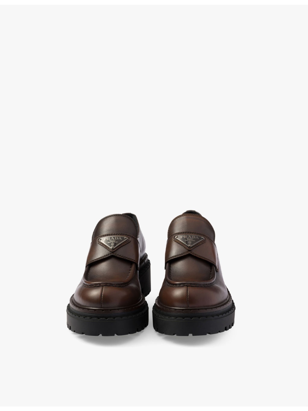 Double Chocolate logo-embellished leather heeled loafers - 6