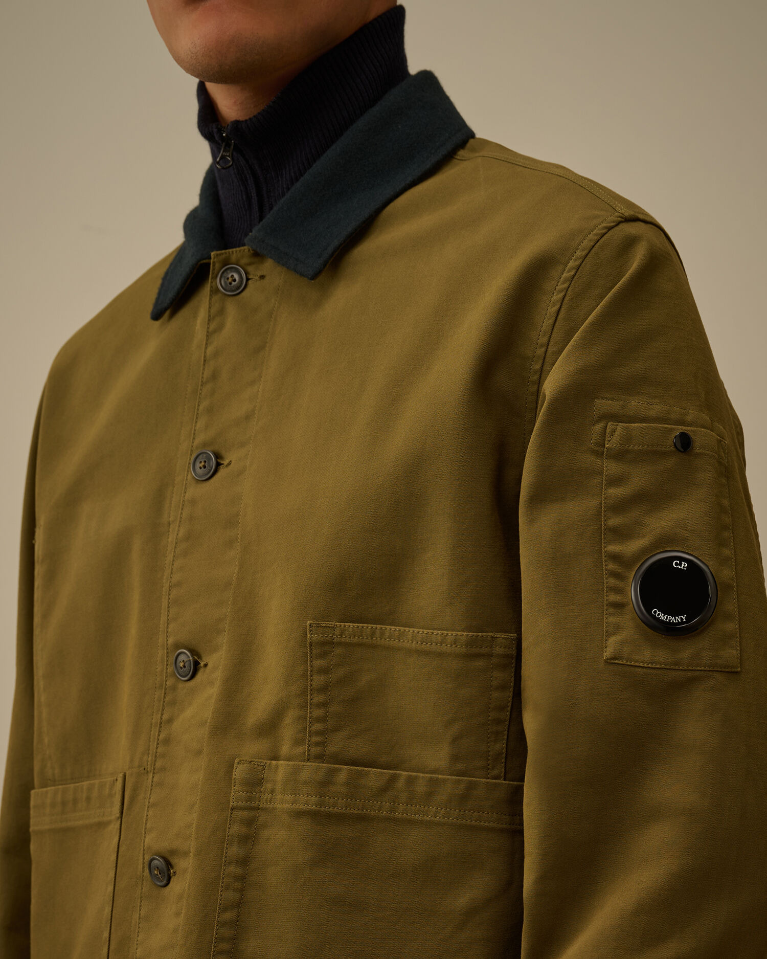 Cotton/Nylon Double Satin Lens Utility Button Overshirt - 5