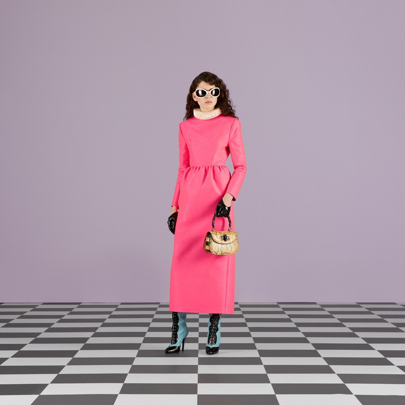 GUCCI Silk blend dress with collar outlook