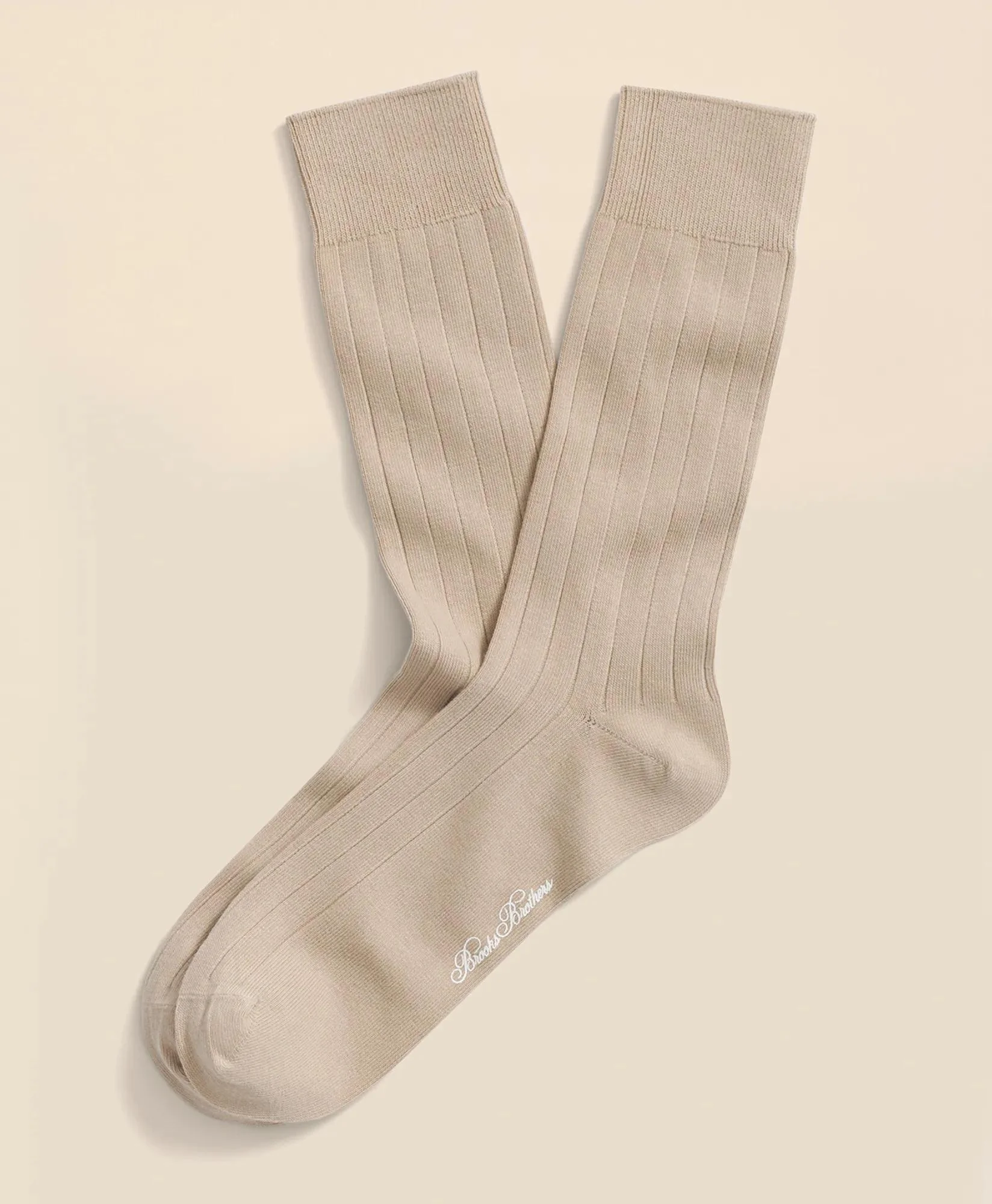 Cotton Blend Ribbed Crew Socks - 1