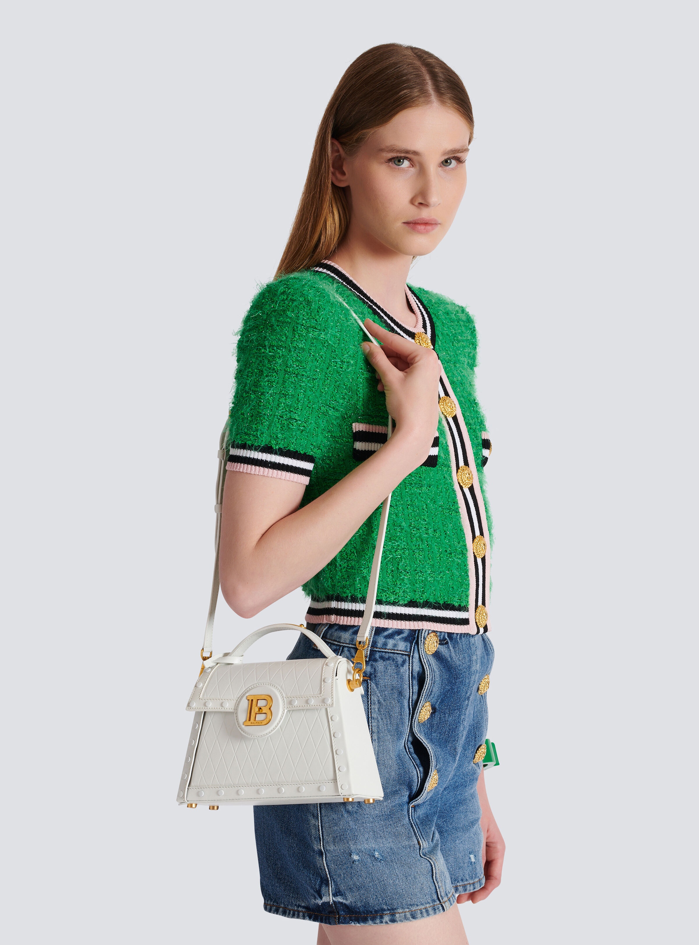 B-Buzz Dynasty bag in grid-embossed calfskin - 8