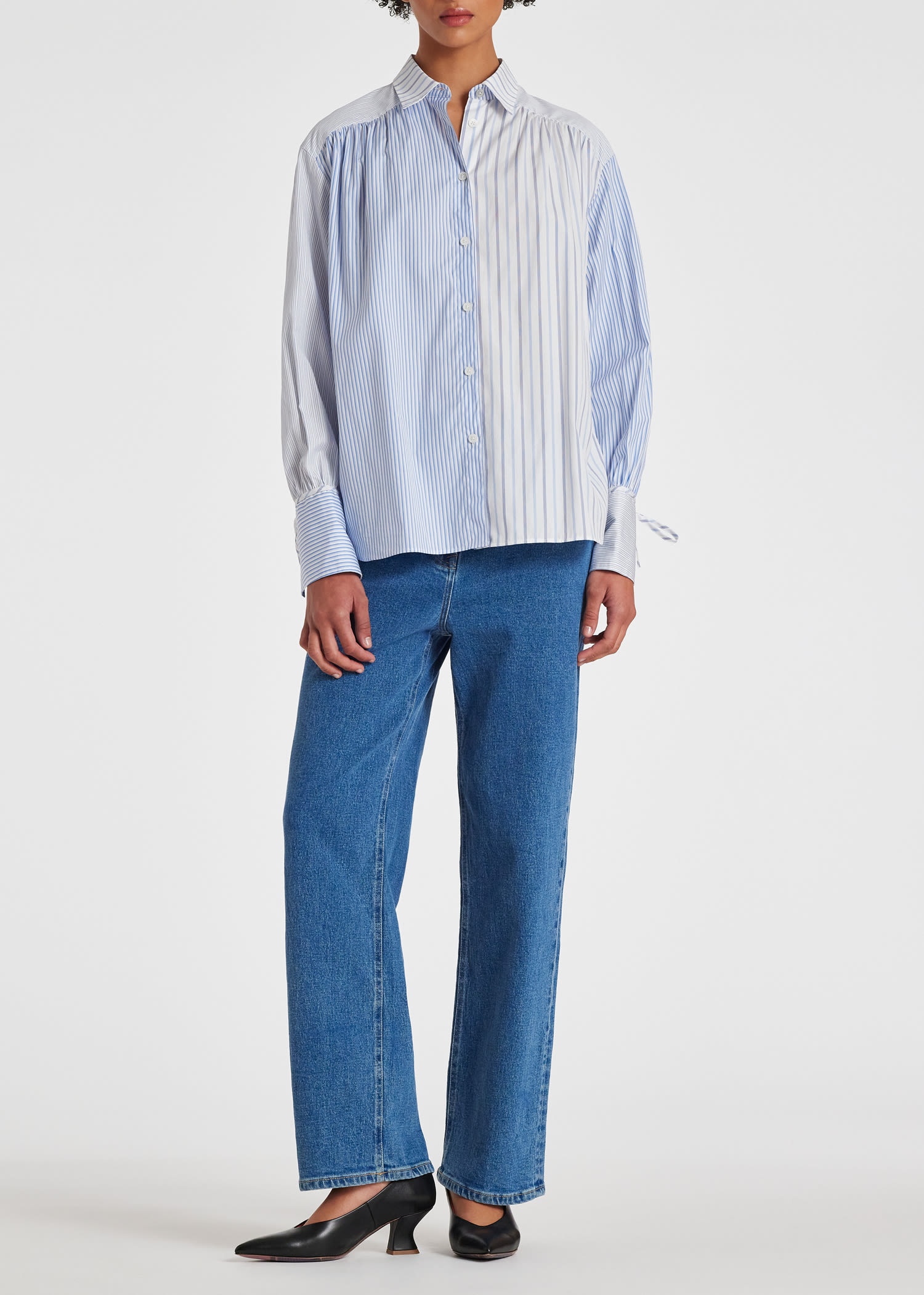 Blue Contrasting Stripes Shirt - 5