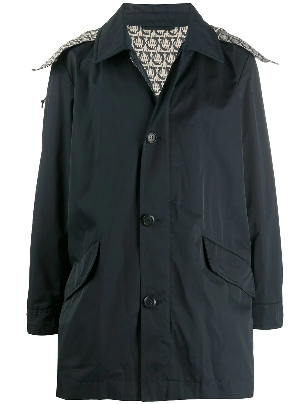 hooded button-up jacket - 1