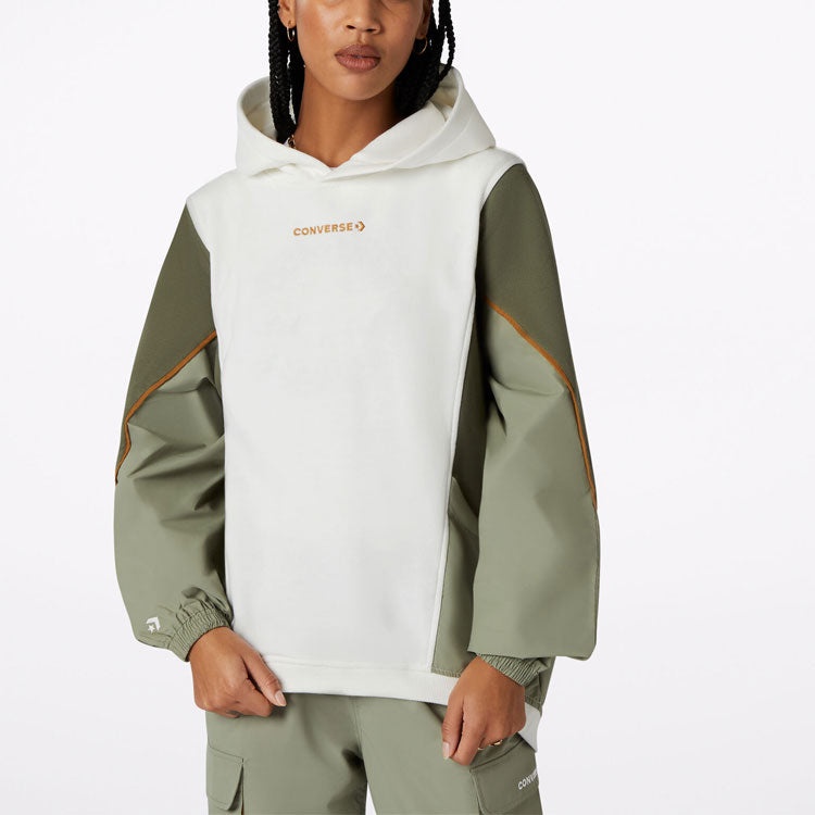 Converse Character Irregular Contrasting Colors Knit Loose Hoodie Retro White 10021057-A02 - 4