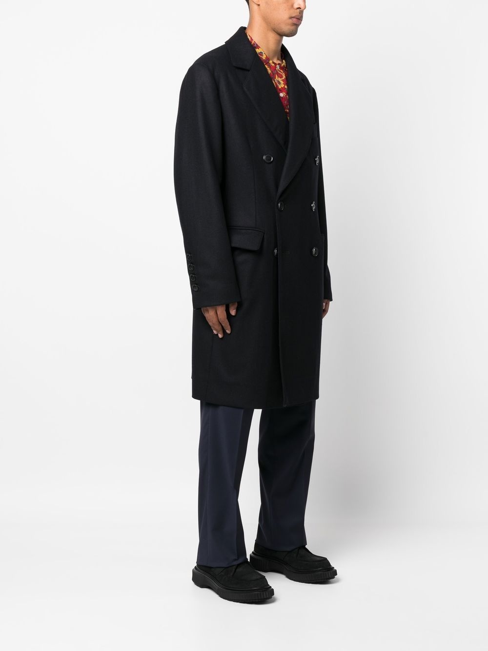 DOUBLE-BREASTED WOOL COAT - 4