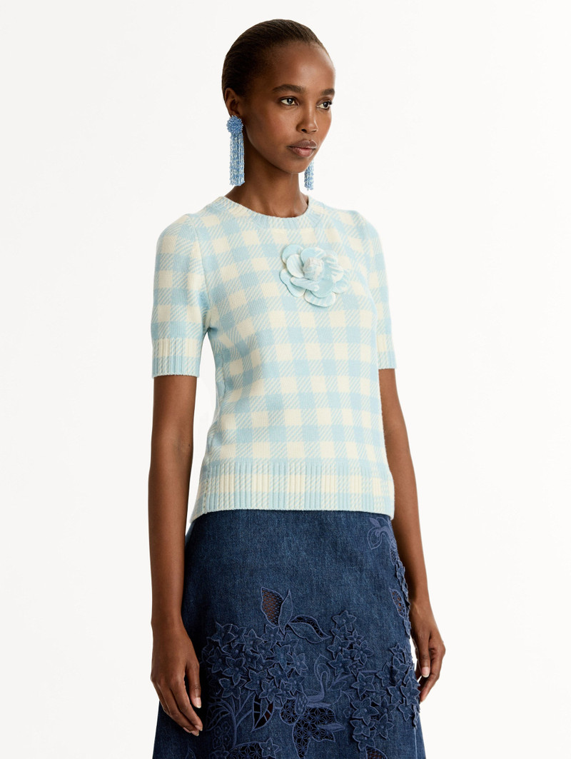 GINGHAM PULLOVER WITH FLORAL APPLIQUÉ 4