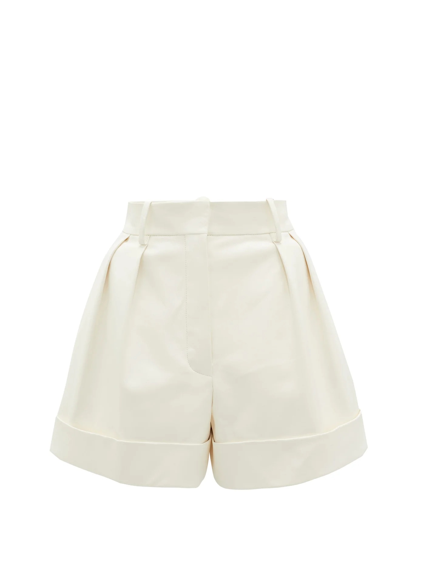 Tailored high-rise leather shorts - 1