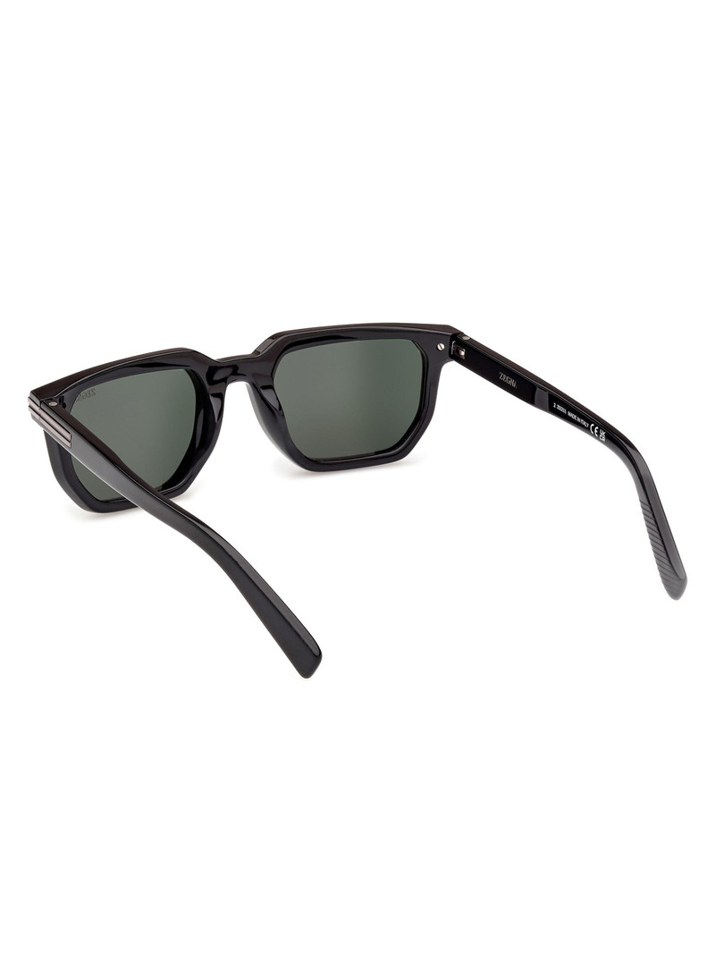 Men's 54MM Rectangular Sunglasses - Shiny Black Green 5
