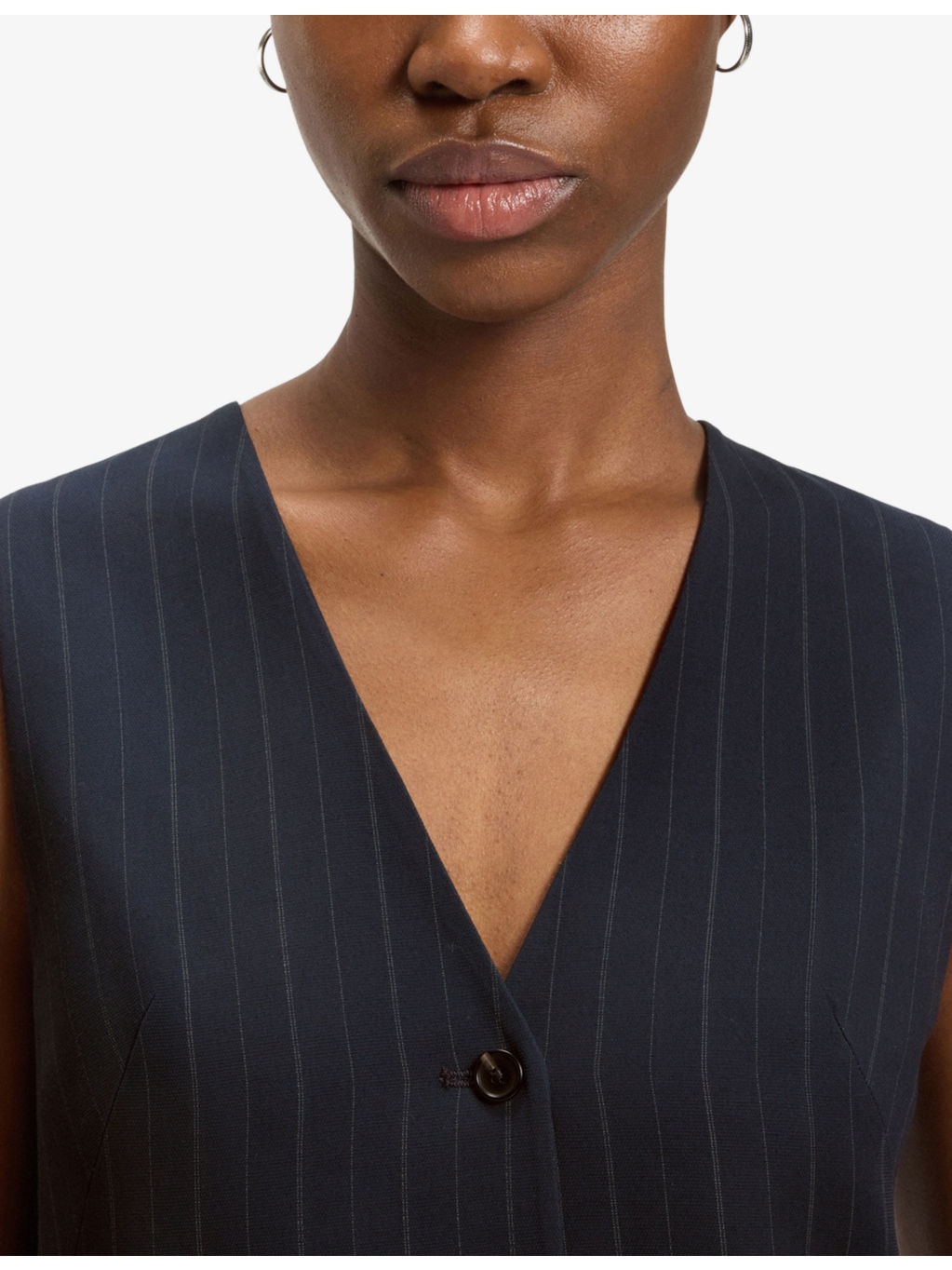 Striped Single-Breasted Woven Waistcoat - 5
