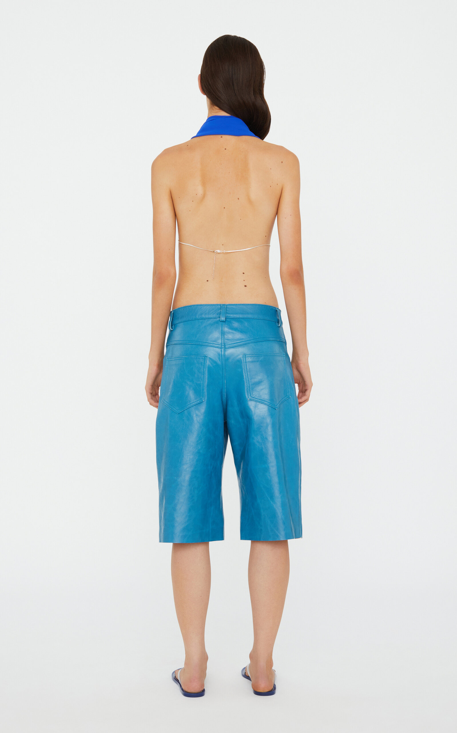 Chain-Detailed Silk Scarf Top blue - 5