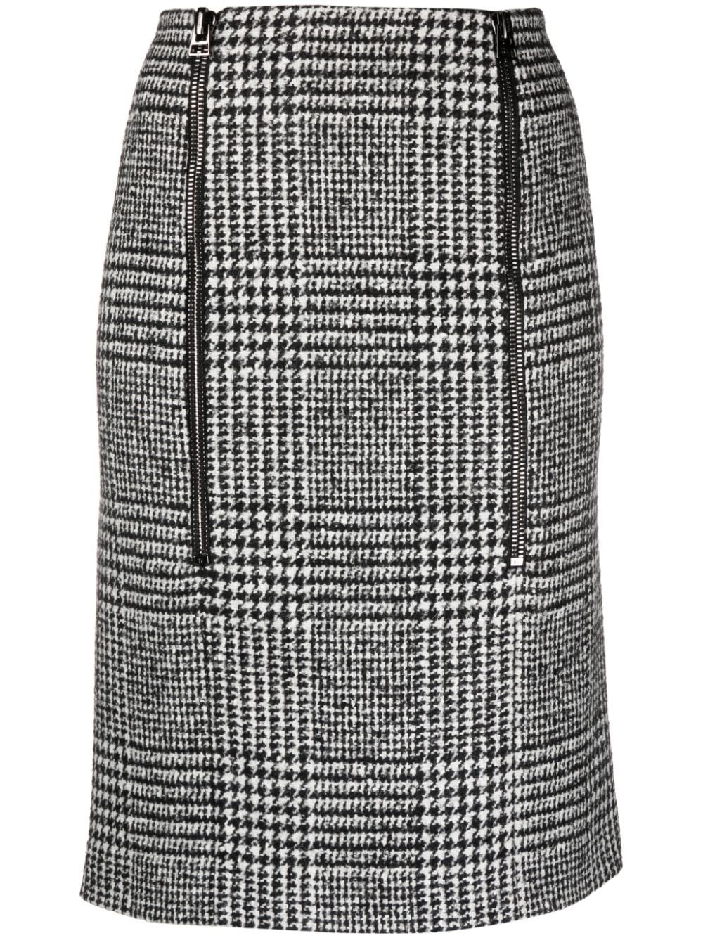 Prince of Wales pattern zip-up skirt - 1
