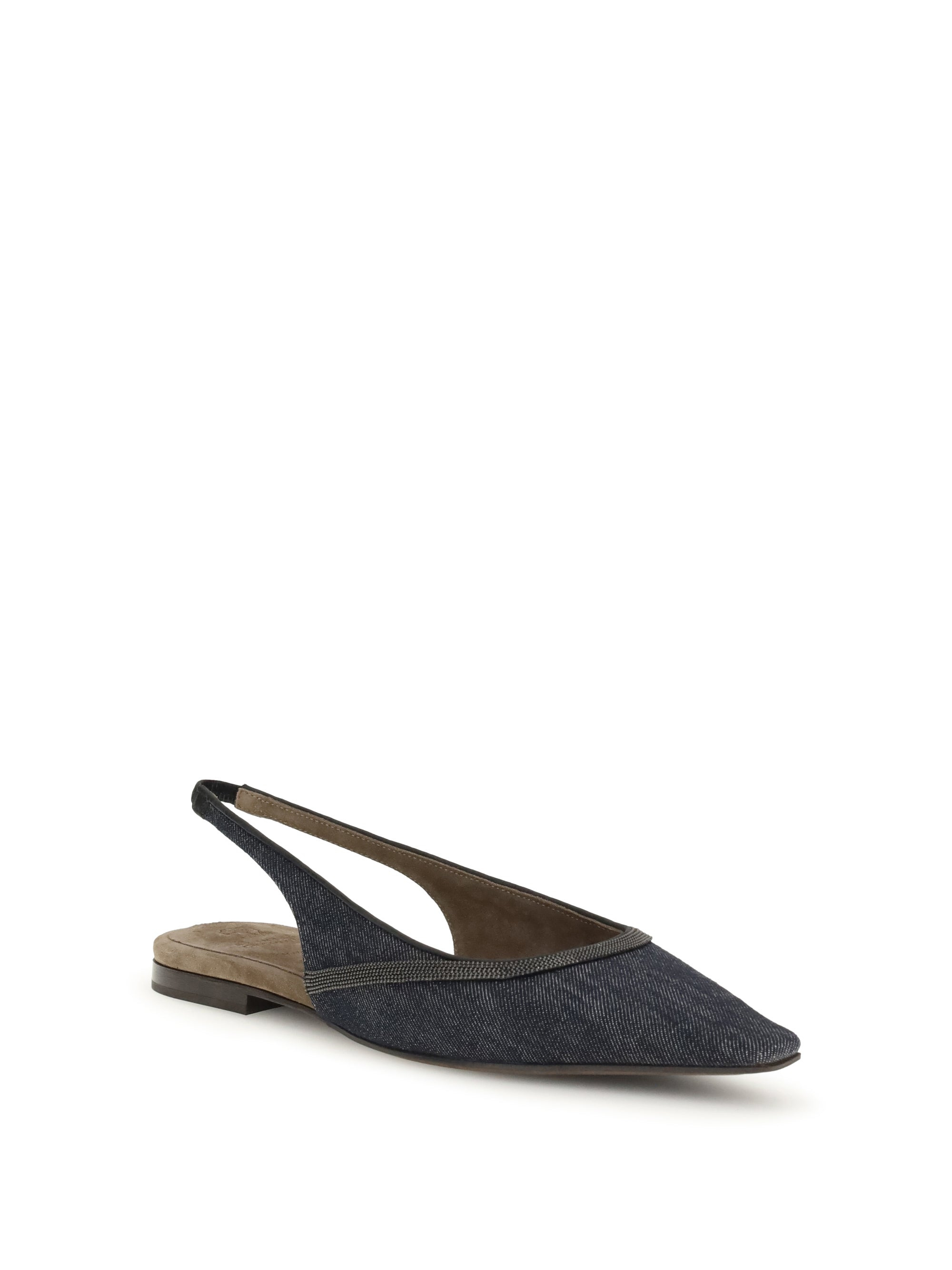Brunello Cucinelli Women Denim Slingback Ballerinas - 2