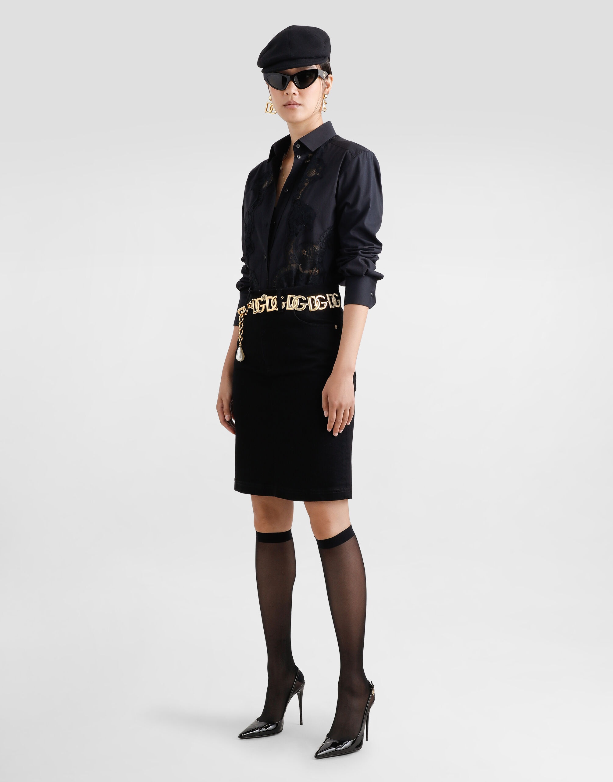 Cotton poplin shirt with lace inlay - 2