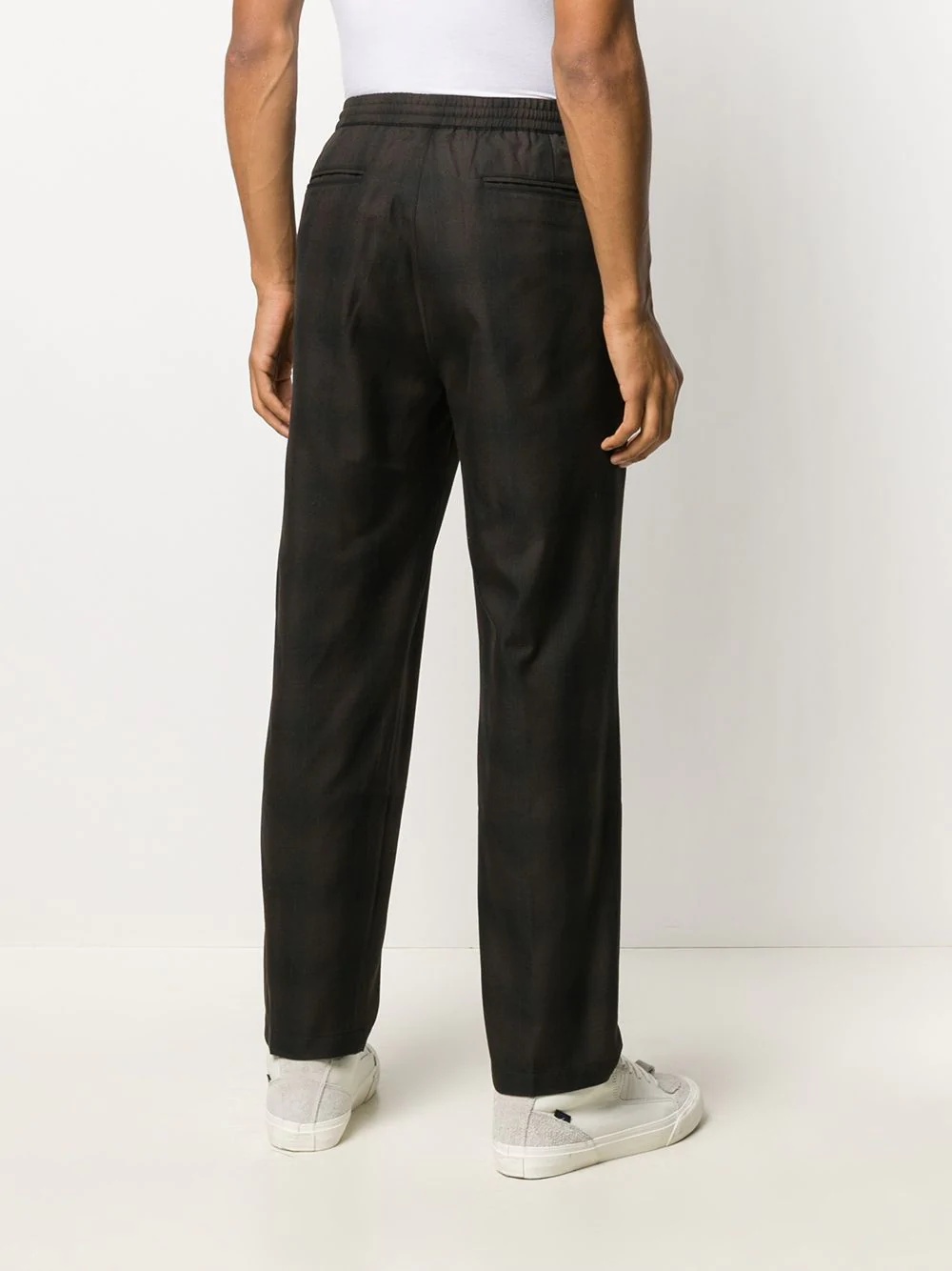 faded plaid print trousers - 4