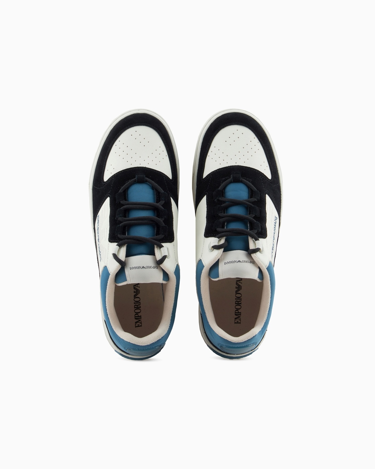 LEATHER SNEAKERS WITH SUEDE DETAILS AND OVERSIZED EMBOSSED EAGLE - 3