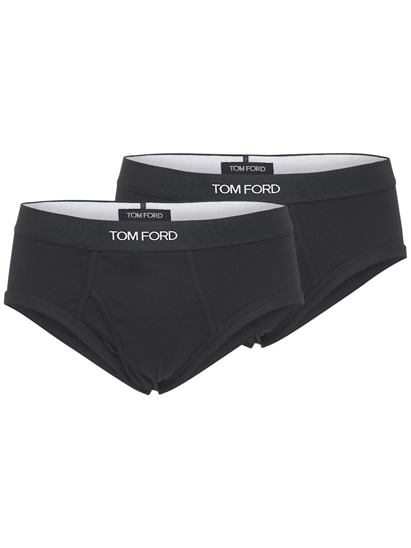 Pack of 2 logo stretch cotton briefs - 1