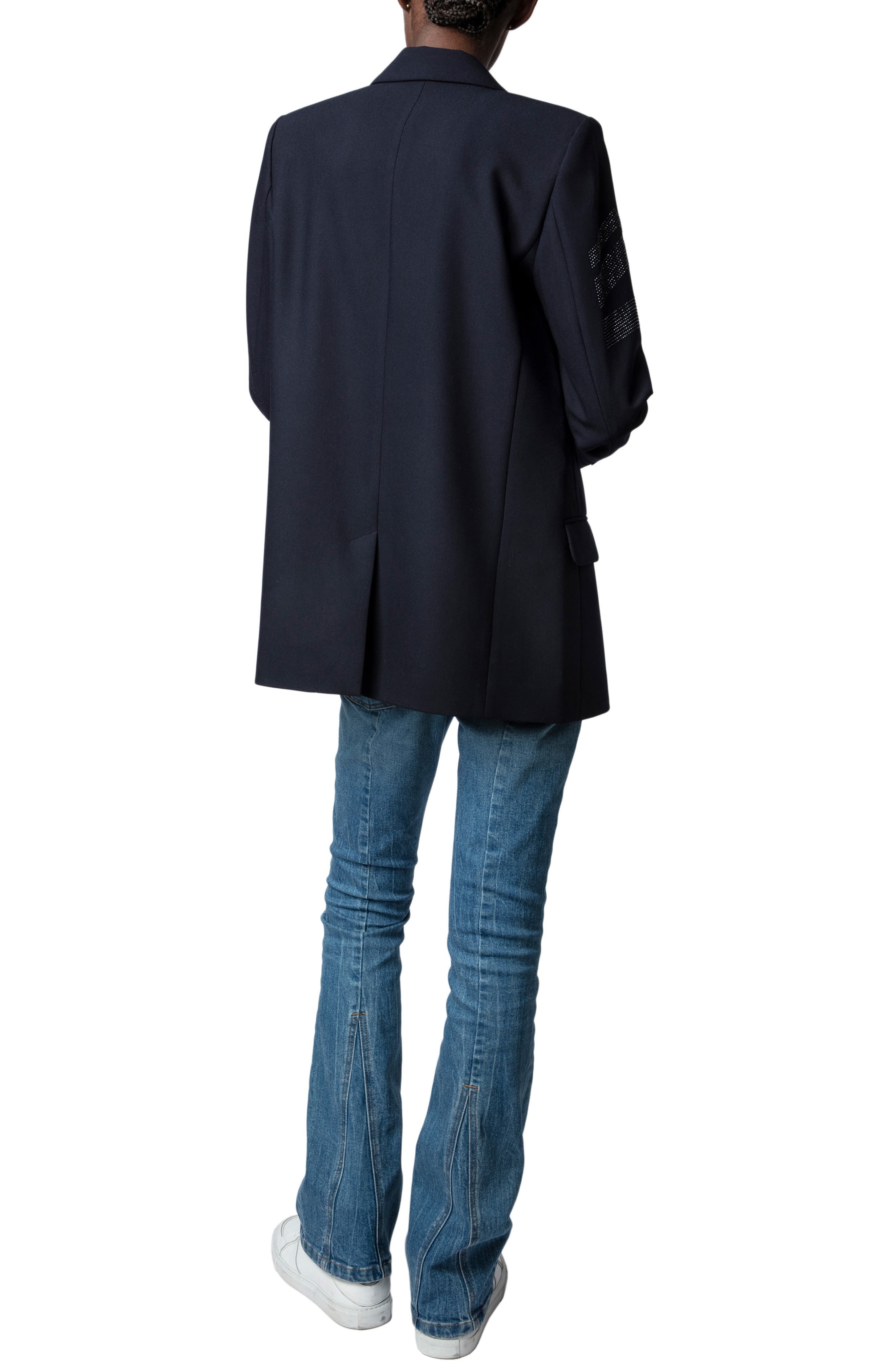 Zadig & Voltaire Viva Arrow Embellished Oversize Blazer in Encre at Nordstrom - 9