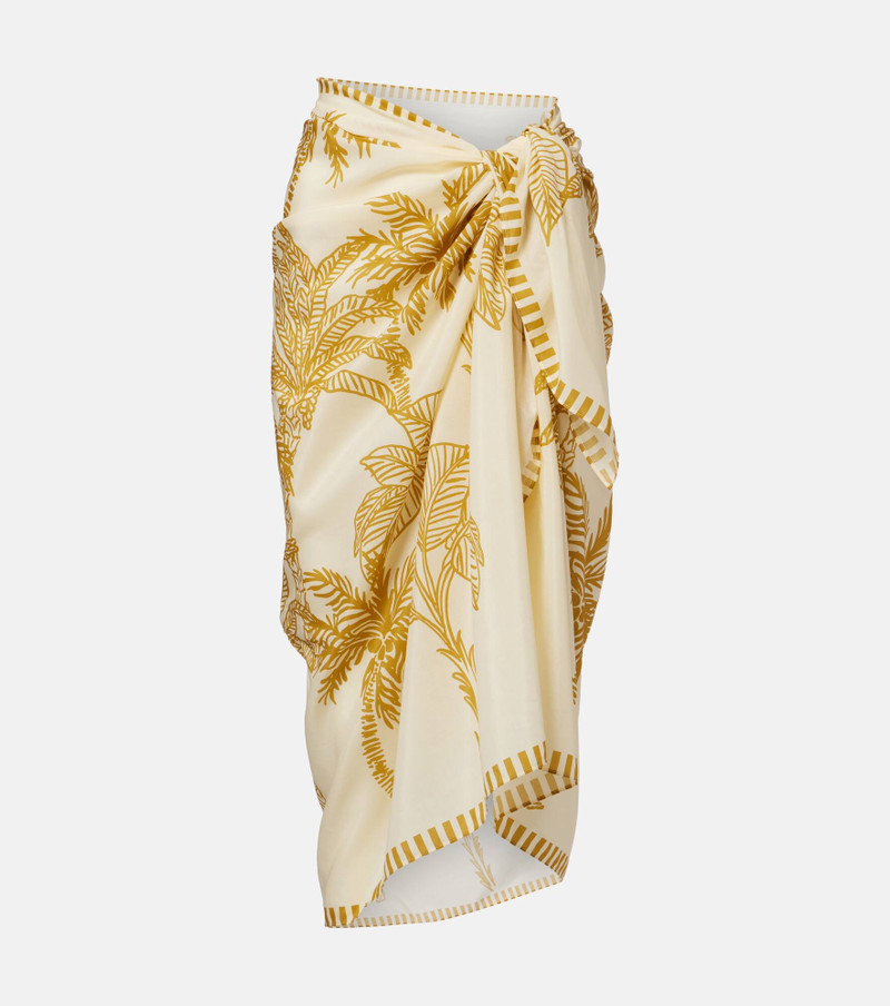 Jungle printed cotton and silk beach cover-up 1