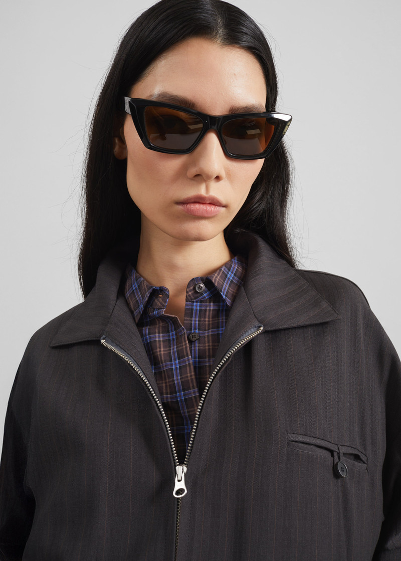 Minori Blouson Jacket - Charcoal/White Pinstripe 5
