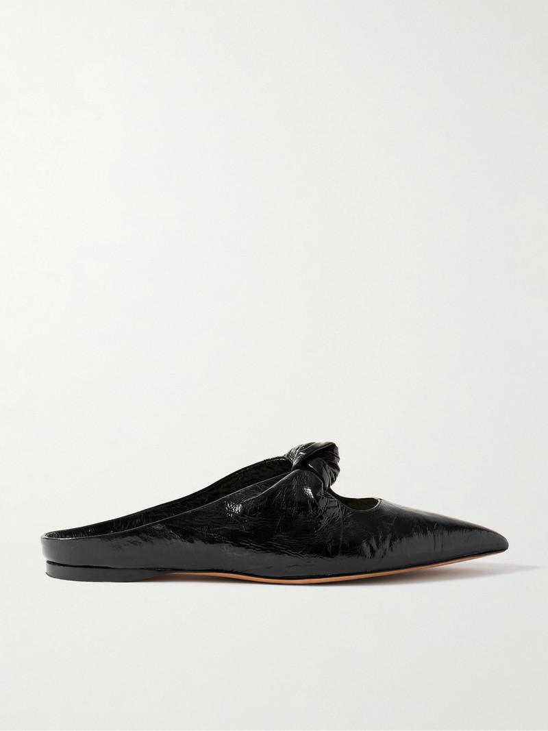 Rowan Knotted Crinkled-leather Mules 1