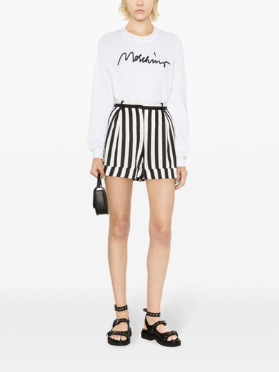 Moschino striped wide-leg satin shorts outlook